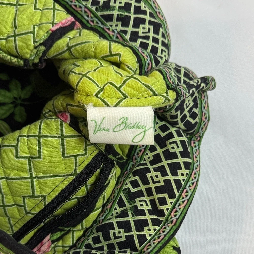 Vera Bradley Black Tote with Pink and Green Floral Pattern